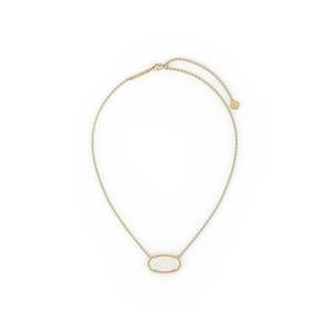 NEW KENDRA SCOTT women's elisa statement short pendant necklace in gold iridesce